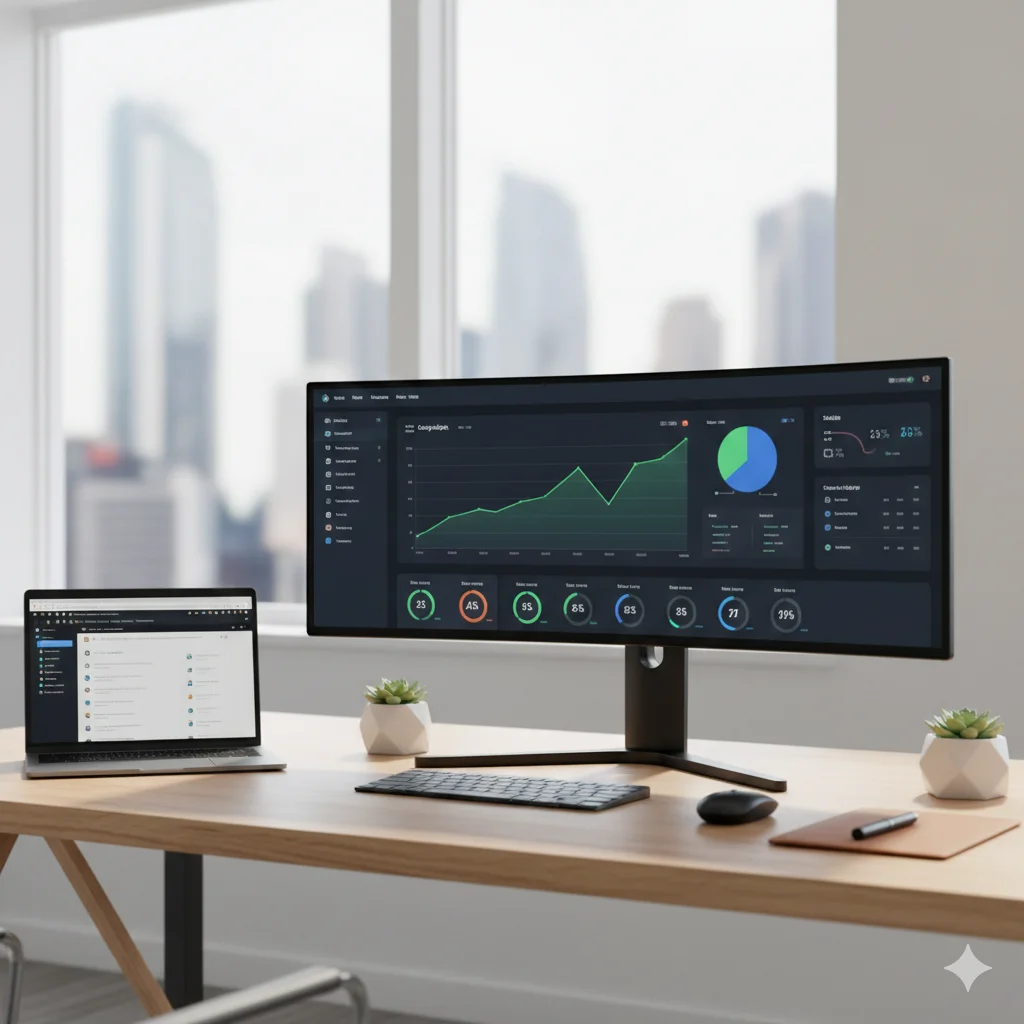 Business analytics dashboard showing growth
